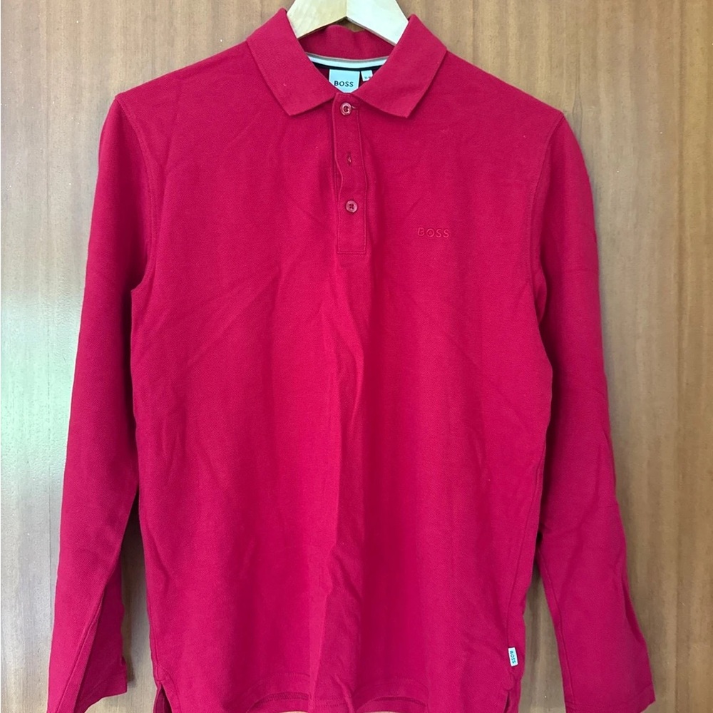 Boss Classic Red Long Sleeve Polo